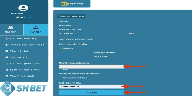 Quy trình thực hiện rút tiền Shbet gọn lẹ, an toàn 
